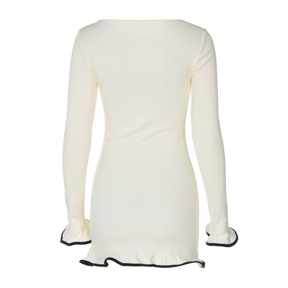 🖤 Chic Ruffle Trim Long Sleeve Mini Dress 🤍 - Picture 4 of 6